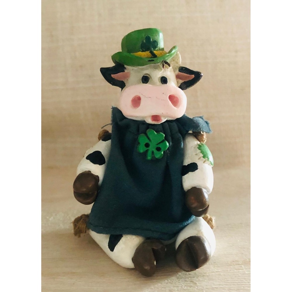 Russ Berrie & Co Minikins March Clover St Patrick's Day Cow 16624 RARE